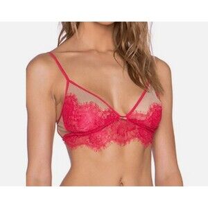 NWT StyleStalker Ladies Sz Small Safia Eyelash Lace Bra in Rose Red